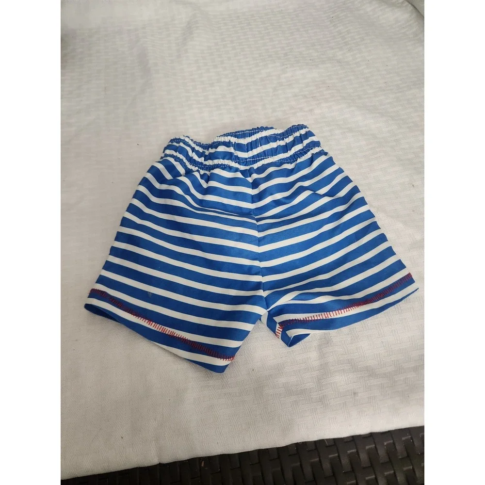 Mud Pie Baby Boys Blue White Striped Swim Trunks Shorts 6-9 Months XS